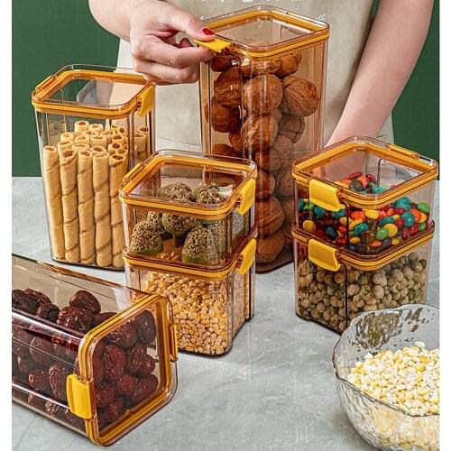 Superimposable transparent square sealed fresh-keeping box Japanese kitchen food storage tank snack dried fruit storage tank