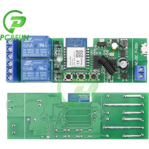 USB 5V/DC 7-32V 2CH RF WIFI Remote Control Relay Switch Module 12V 24V Support Remote WIFI Control+433MHZ RF Remote Control 2.4G