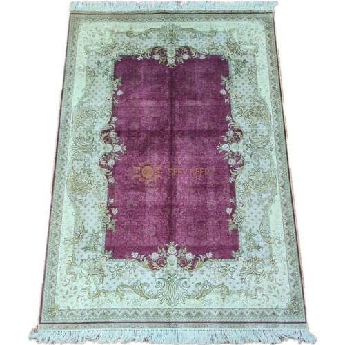 Seeykeep™ 4.5x6.5ft Rectangle Pure Silk Handknotted Exquisite Floral Design With Fire Brick Backolor Rug-SK3036169