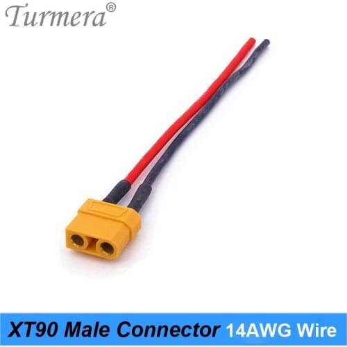 XT90 Male Connector Plug Wire about 15cm Length with Silicon 14AWG Wire for 18650 Battery Connector Turmera