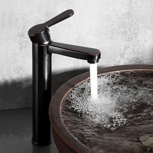 Basin Faucet Sink Faucet Cold & Hot Bathroom Faucet Brass Material Black Oil Mixer Tap Brass Single Hole Mixer Deck Mounted Taps