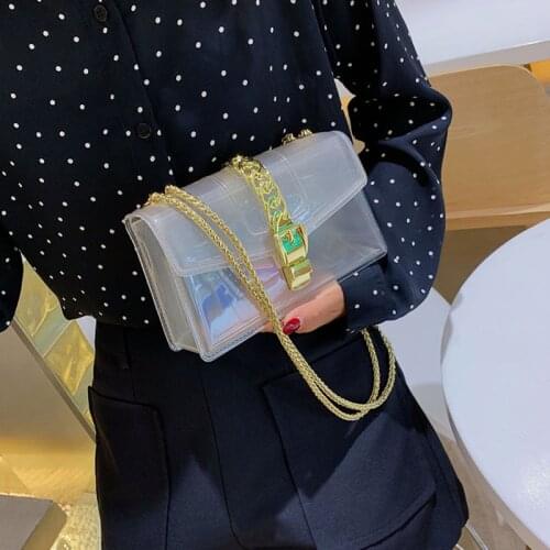 Summer Womens Bag Clear Colorful Transparent Jelly Bag Candy Color Crossbody Bags Designer Chain Shoulder Messenger Bag Q4