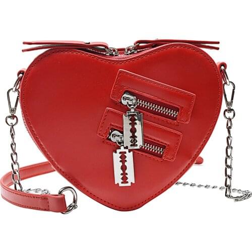 Brilljoy Women Shoulder Bags Purses Handbag Fashion Red Love Heart Shape Womens Chain Crossbody Bag Ladies Purse And Clutch Bag