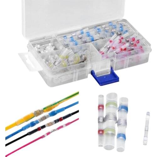 100PCS Heat Shrink Soldering Sleeve Terminals Insulated Waterproof Butt Wire Connectors Kit Electrical Wire Soldered Terminals