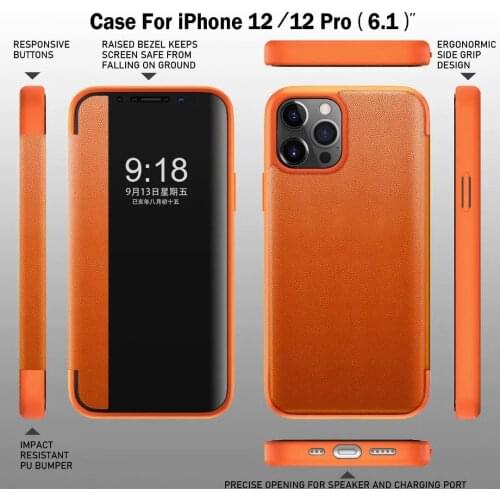 Smart Leather Stand View Phone Case For iPhone 12 11 Pro Max 12Mini X XS Max XR 8 7 Plus SE 2020 Leather Case Protect Cover