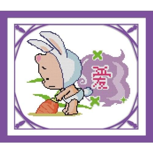 Everlasting Love Love Rabbit Chinese Cross Stitch Kits Ecological Cotton Stamped 14CT 11CT DIY Gift Wedding Decoration For Home