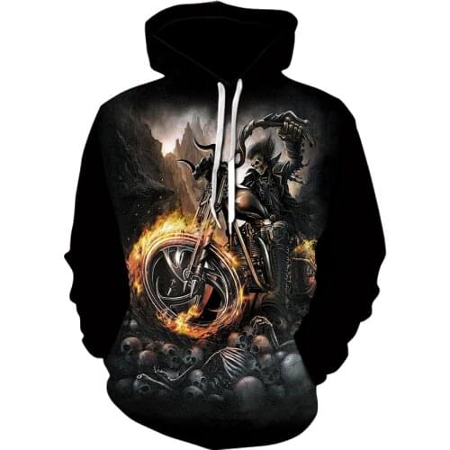 Spring/fall new motorcycle skull print hoodie sweatshirt 2020 fashion mens and womens street wear hip-hop hoodies