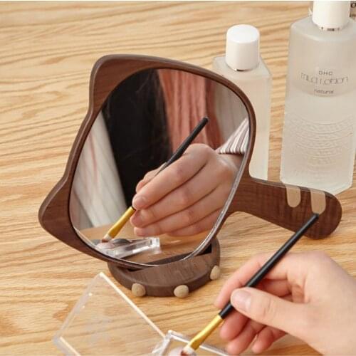 Solid Wood Holding Toilet Mirror зеркало INS Style Stylish Simple Household Decoration Students Dormitory Portable Mirrors