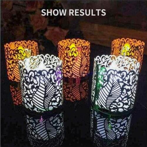 10/50Pcs LED Candle Lampshade Lot of Pattern Ajoure Bar Dinning Room Romantic Decoration for Christmas Wedding Party (White)