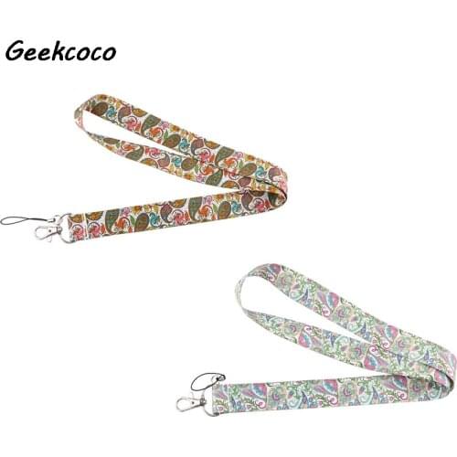 10pcs/lot J2600 Cartoon Vintage Pattern Keychain Phone Lanyard Fashion Strap Neck Lanyards ID Card Holder Keys Webbing