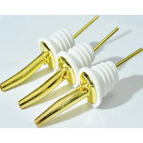 100 pcs Wine pourers Gold color stainless steel bottle caps liquor spirit pourer free flow mixer wine bottle pour spout stopper