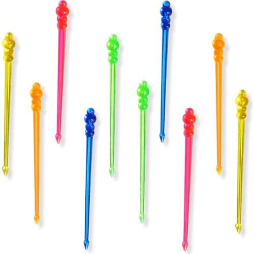 100pcs Plastic Picks Cake/Pie/Cupcake/Fruit Forks Swizzle Sticks Wedding Birthday Party Cocktail Decoration Supplies Eco-Friend