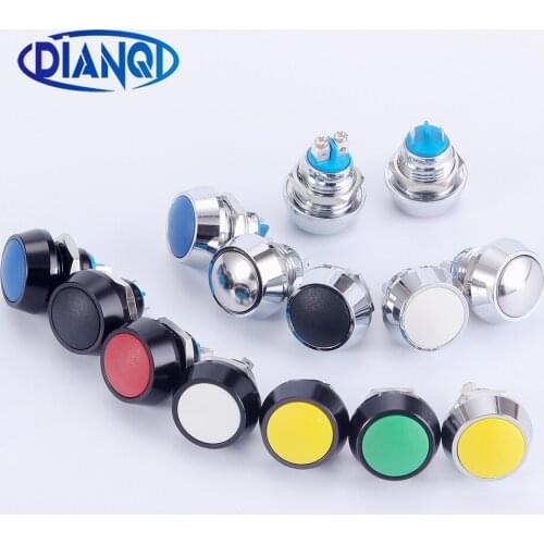 12mm waterproof Momentary colors Alumina black 1NO domed micro switch push button switch pin feet/screw terminal reset on-off