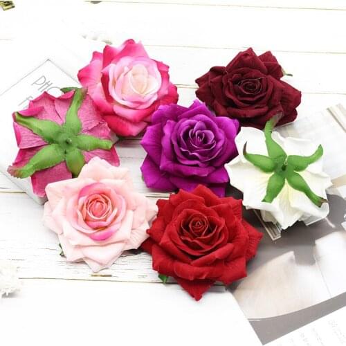 2Pcs 10CM roses head wedding decorative flowers wall DIY christmas family decoration bride brooch artificial flowers arrangement