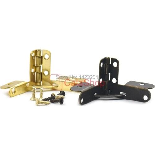 20 Pcs / Lot Metal Hinges for Wooden Jewelry Box Cabinet Drawer Furniture Folding Table With Screws Bronze Gold