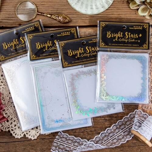 8 Designs 10pcs Bright Star Series Bi-material Collage Card Bullet JournalScrapbook Plan Decoration Stationery Sticker