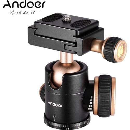 Andoer Q30 CNC Panorama Tripod Ball Head 360 Degree Rotation with 1/4 Inches Screw 3/8 Inches Screw Hole for Smartphone Camera