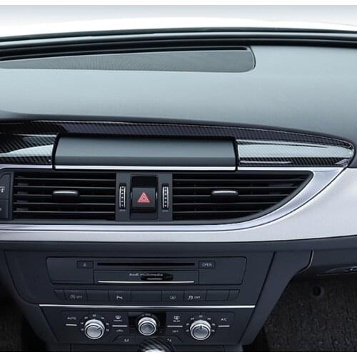 Car Styling Carbon Fiber Color Center Console Navigation Panel Cover Trim For Audi A6 C7 A7 Interior Auto Accessories