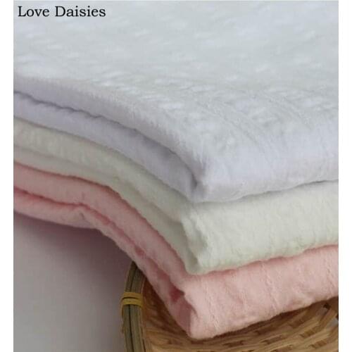 WHITE PINK Seersucker Dobby Stripe Fresh 100% Cotton Fabrics Textile for Mori Girl Style Handwork Clothes Clothing Shirt Dress