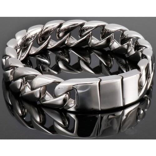 Mens Stainless Steel Curb Cuban Link Chain Bracelets Masculine Wristband Hip Hop Homme Armband Punk Male Vintage Jewelry Gifts