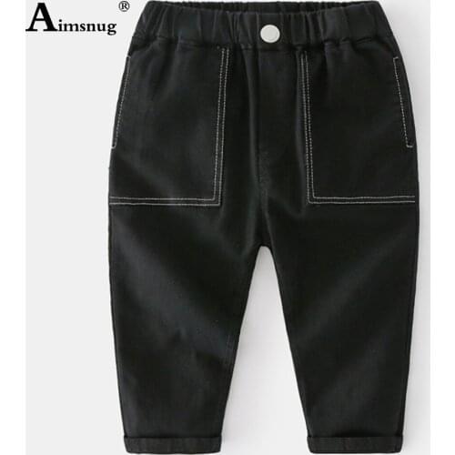Boys Stand Pocket Cargo Pants Solid Elastic Waist Loose Trouser Children Fashion Hip Hop Streetwear Kids Patchwork Pantalon