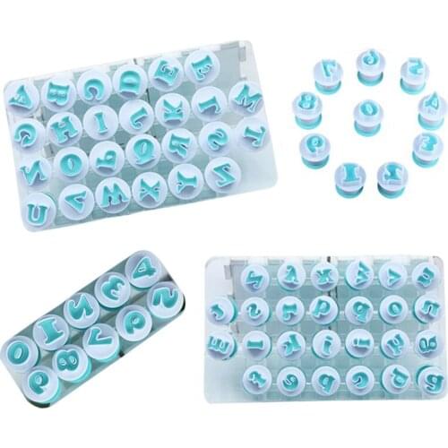 Alphanumeric Shape Biscuit Spring Press Embosser Mold Fondant Cake Printing Die Cutting Mould Baking Tool Accessary