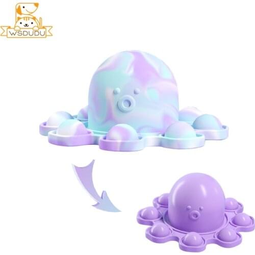 Colorful Octopus Fidget Toys Antistress Keychain Cartoon Hand Push Relief Fun Reversible Animal Squeeze Silicone Kid Adult Gifts