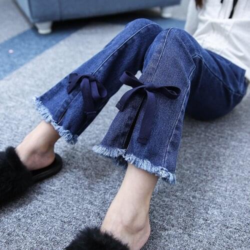 New Jeans For Girls Spring Autumn Fashion Korean Slim Tassel Jeans Elastic Girls Denim Trousers Leggings Girls 4-13Years