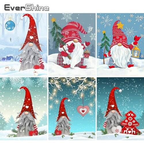EverShine 5D Diamond Embroidery Cartoon Picture Of Rhinestones Diamond Painting Christmas Cross Stitch Winter Mosaic Wall Decor