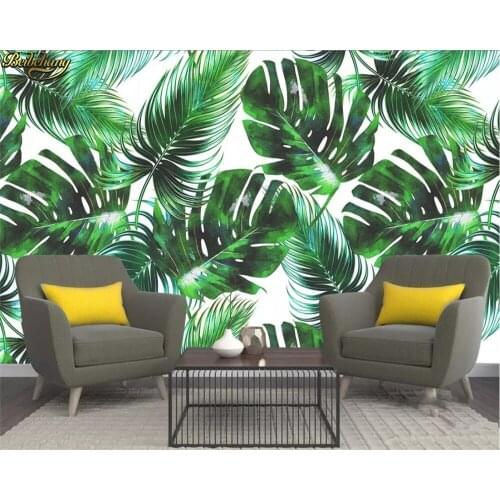 Beibehang Custom photo 3d wallpaper mural Nordic plant green leaf hand painted background wall papers home decor papel de parede