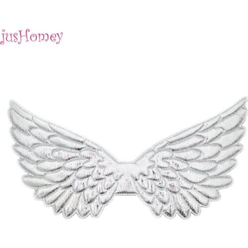 10pcs Large Metallic Silver and Gold Angel Wing Appliques Double Side Fabric Wings 23.5cm for doll Scrapbook Party Decor
