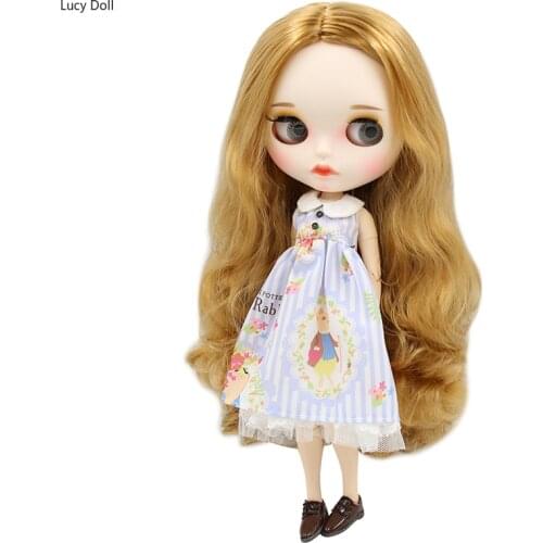 ICY Factory Blythee Doll 1/6 Bjd Doll White Skin Joint Body New Matte Face Golden Hair Carved Lips Eyebrow Customized Face, 30cm