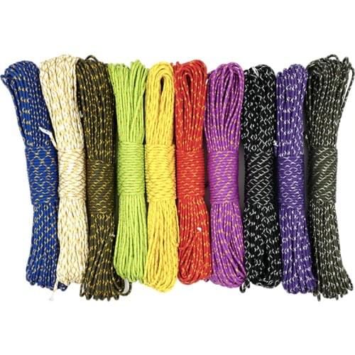 Metallic 550 Paracord Parachute Cord Lanyard with Sparkle Glitter Tracers for Gift Wrap Holiday Decoration DIY Crafting