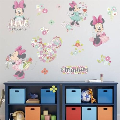Lovely Cartoon Minie Mouse Wall Stickers For Kids Room Livingrom Party Decoration Diy Posters Wall Mural Art Home Decals