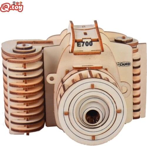 Laser cut model 3D wooden puzzle camera DIY toys stimulation Wooden Puzzle Game Assembly Toy Gift for Children Adult Christmas