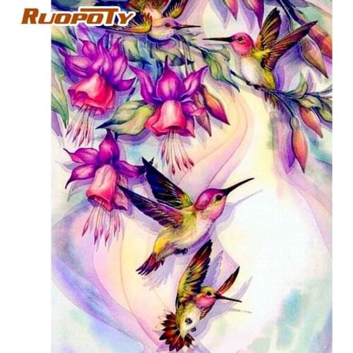 RUOPOTY Picture By Numbers Kits For Adults Children 60x75cm HandPainted Diy Gift Wall Decor Flower Artcraft Acrylic Pigment Artw