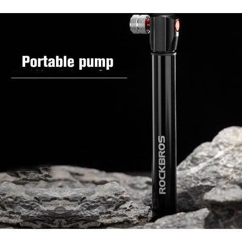 ROCKBROS Bicycle Light And Portable Pump Aluminum Alloy 150PSI/260PSI High Pressure Mini Air Pump For Bike Cycling Tire Inflator