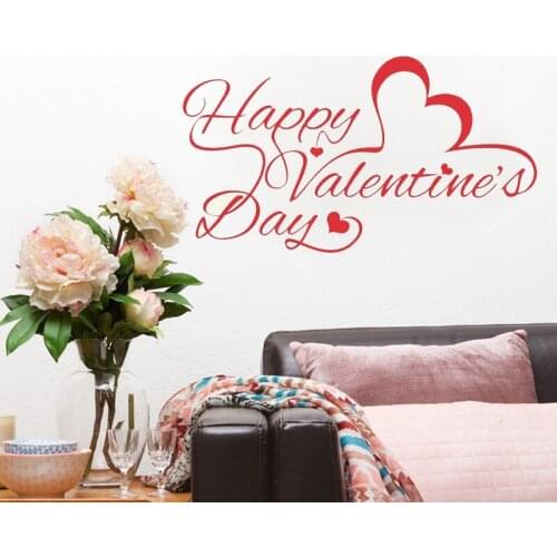 YOYOYU Quote Wall Stickers Happy ValentineS Day Wall Sticker Store Window Decor Home Decel Pattern Vinyl Interior Mural ZW282