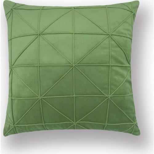 40x40cm Single-sided Lattice Printed Velvet Cushion Cover Green Decorative Pillow Cushion Cover
