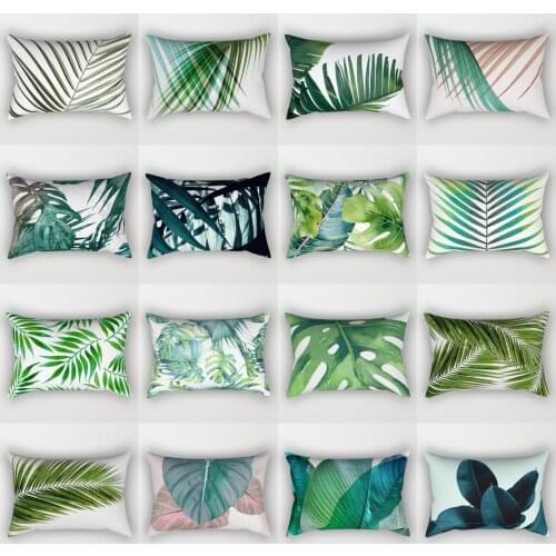 30X50CM Palm Monstera Leaves Cushion Covers Tropical Plants Print Pillow Covers Sofa Car Bed Waist Pillowcase Livingroom Decor