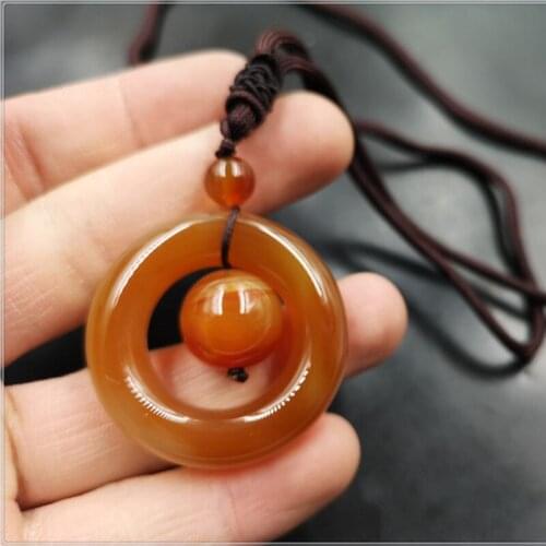 Jade Pendant Natural Red Agate Safety buckle Transfer Pendant Jewelry Fine Jewelry Chalcedony Safety buckle Necklace Pendant
