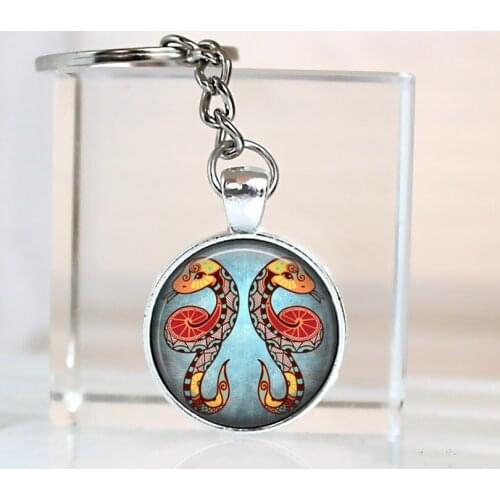 New Star Zodiac Sign 12 Constellation Car Keychain & Women Men Pendants key chain Lovers Car Keyring Gemini Astrology Pendant