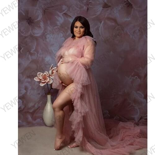 New Sexy Maternity Shoot Dress Ruffles Fancy Pregnancy Dresses For Pregnant Women Photography Maxi Maternity Gown Photo Prop