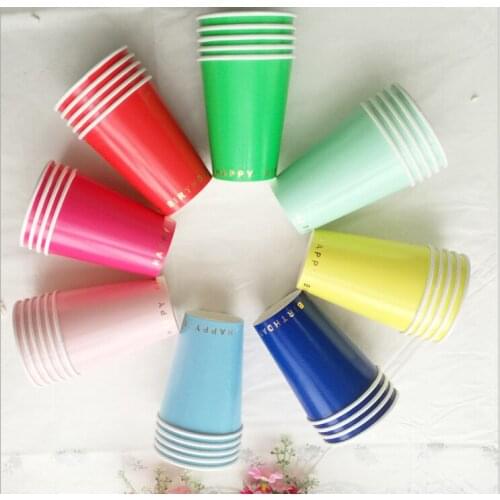 Disposable Party Supplies Party Cutlery 9.5oz Paper Party Cups For Beverage Juice Cold Drink Hot Tea 8Pcs Double Wall Paper Cup
