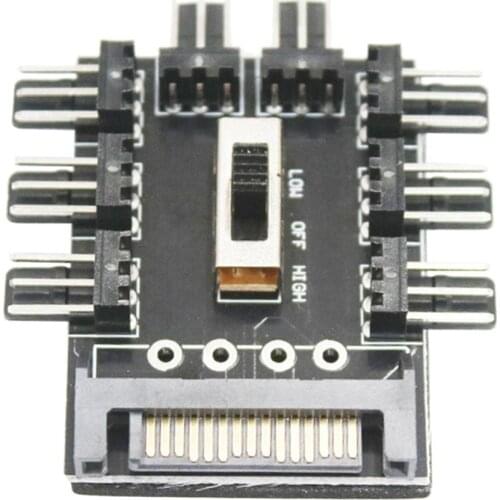 Cooler Cooling Fan Hub PC SATA 1 to 8 3Pin 12V Distributor FAN HUB Support 8 Fans 3 Speed Governor Power Socket PCB Adapter