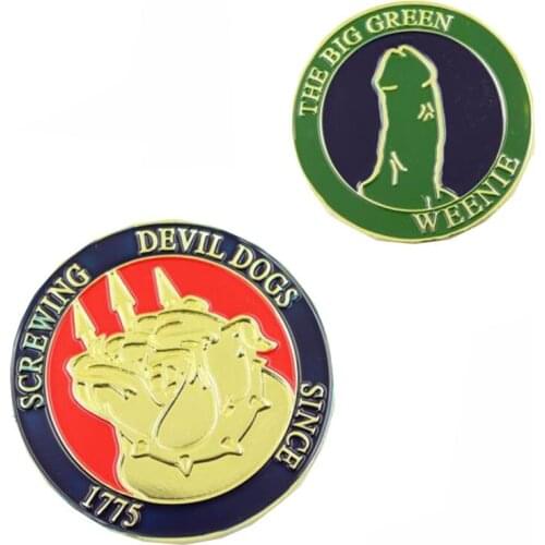 Wholesale Custom Devil Dog Animal Coins Souvenir Coins Cheap Commemorative Plated Coin Collectibles