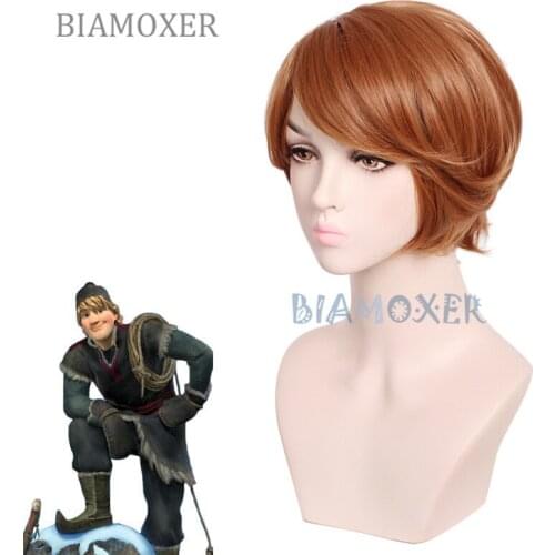 Movie Princess 2 Kristoff Bjorgman Cosplay Wigs Adult Short Hair Wigs Elsa Anna Halloween Accessories Synthetic Unisex