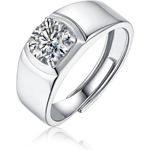 Adjustable Opening White Moissanite Couple Rings 1Ct 2Ct 3Ct 5Ct Wedding Party Anniversary Simplicity Fashion 925 Silver Jewelry