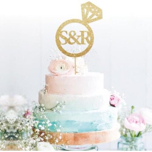 Personalised Mr and Mrs glitter cake topper wedding gold cake custom wedding Party Decorations Dessert toothpicks