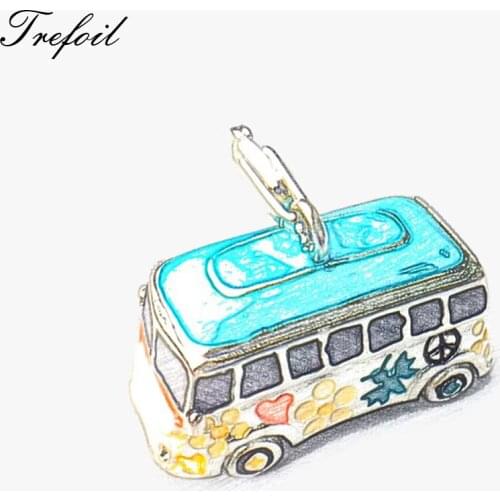 Peace Bus Charms Pendant,Fashion Jewelry 925 Sterling Silver Classic Gift For Women Men Boy Girls Fit Bracelet Necklace Bag 20